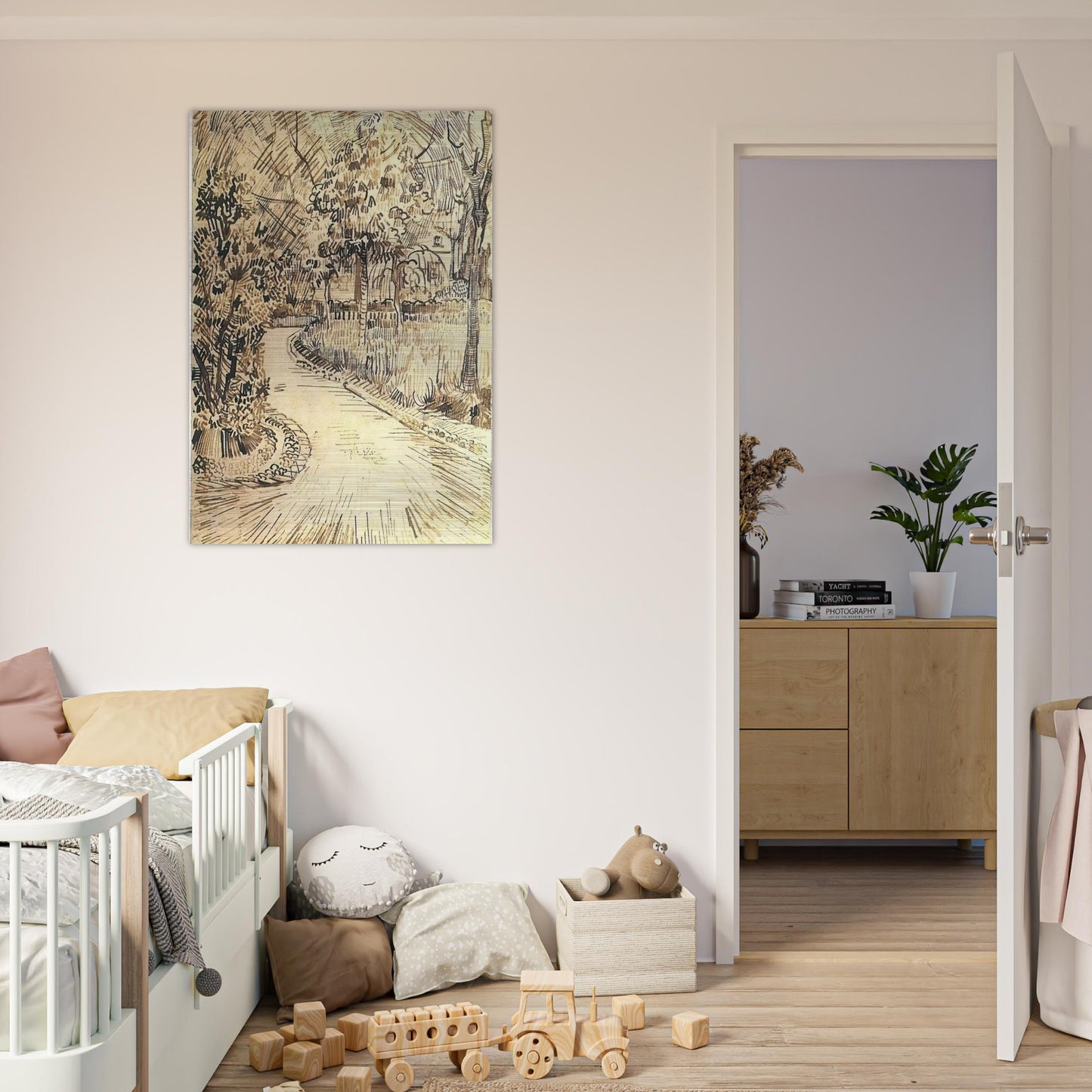 Public Garden with a Corner of the Yellow House - Vincent van Gogh Brushed Aluminum Print - 70x100 cm / 28x40 inches | Vincent van Gogh Aluminum Print | Vincent van Gogh Prints