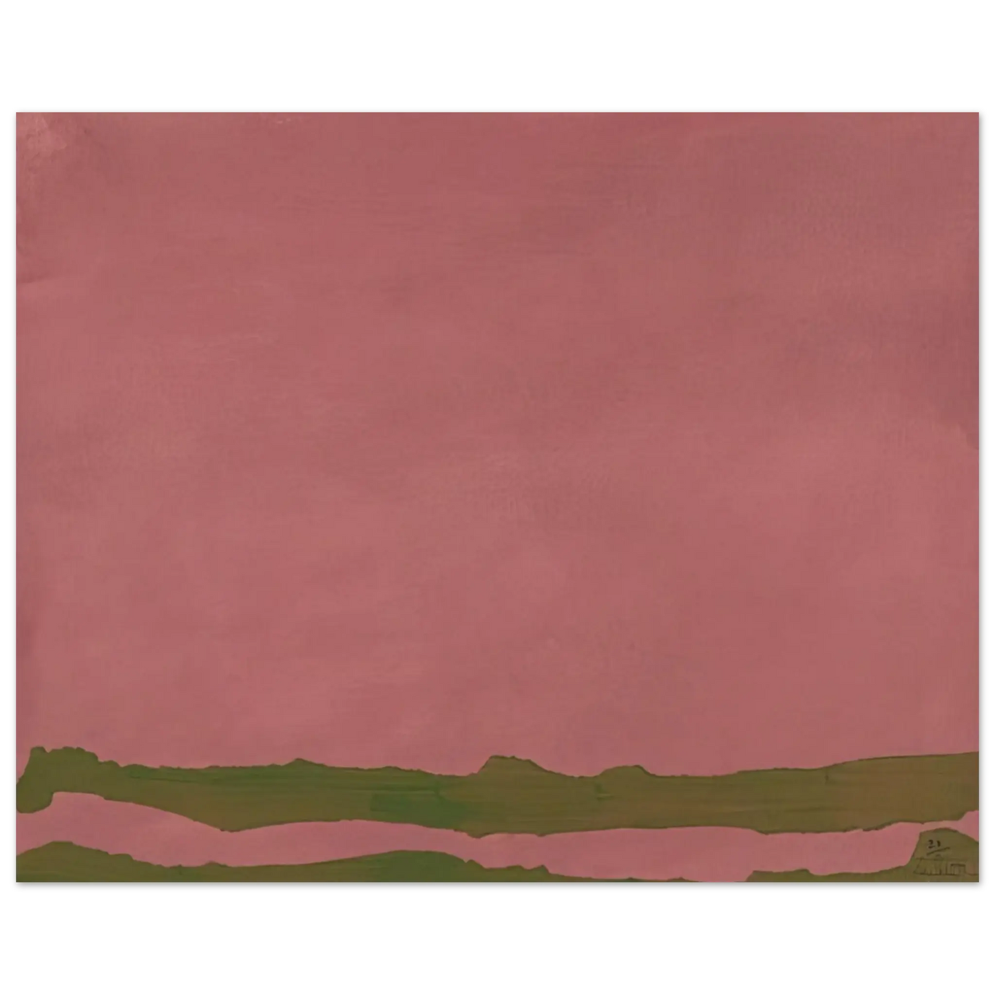 Helen Frankenthaler - Green Likes Mauve - 1970 Wall art - 13x18 cm / 5x7 Inches - Premium Wooden Framed Poster With Fine Art Paper - Black frame