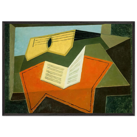 GUITAR AND MUSIC PAPER 1927 - Juan Gris 70x100 cm / 28x40 inches Framed Art Print – Black Wooden Frame