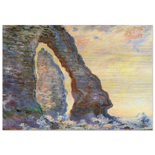 The Rock Needle Seen through the Porte d'Aval - claude monet Brushed Aluminum Print - 70x100 cm / 28x40 inches | claude monet Aluminum Print | claude monet Prints