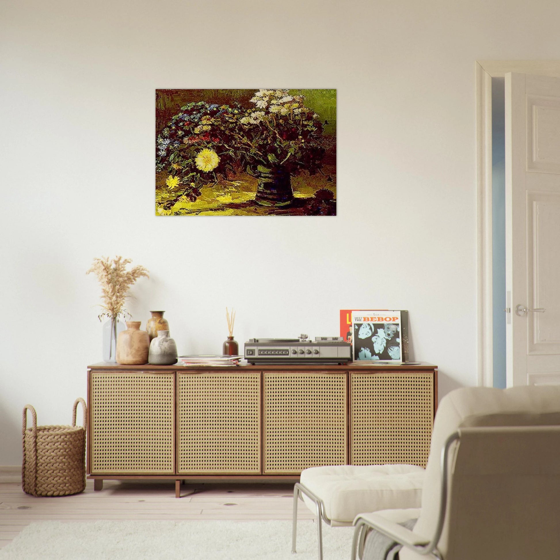 Vase with Daisies - Vincent van Gogh Brushed Aluminum Print - 70x100 cm / 28x40 inches | Vincent van Gogh Aluminum Print | Vincent van Gogh Prints