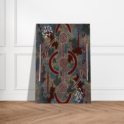 Honey Ant Dreaming - 1981 - Clifford Possum Tjapaltjarri Brushed Aluminum Print - 70x100 cm / 28x40 inches | Clifford Possum Tjapaltjarri Aluminum Print | Clifford Possum Tjapaltjarri Prints