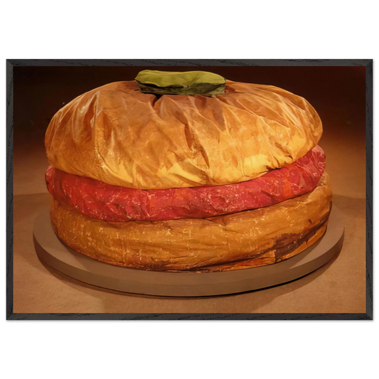 FLOOR BURGER GIANT HAMBURGER 1962 - Claes Oldenburg 70x100 cm / 28x40 inches Framed Art Print – Black Wooden Frame