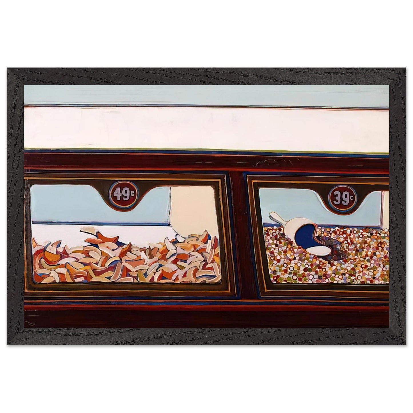 Wayne Thiebaud - Candy Counter - 1963 Wall Art - 30x40 cm / 12x16 inches - Premium Wooden Framed Poster With Fine Art Paper-canvas - Black frame