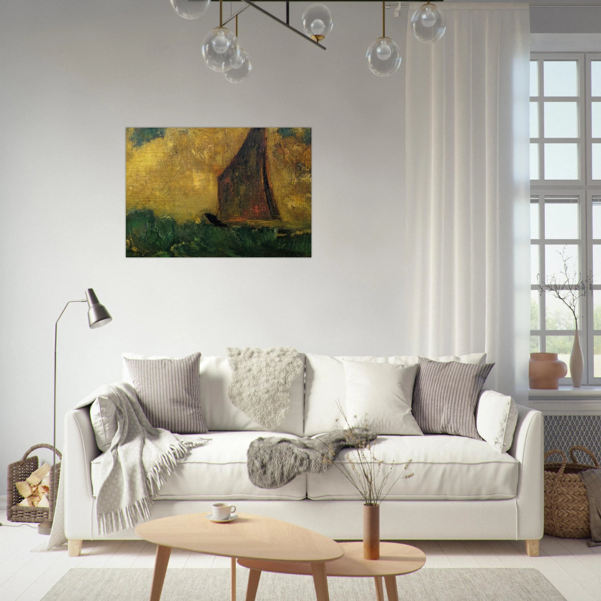 THE MYSTERIOUS BOAT - Odilon Redon Brushed Aluminum Print - 70x100 cm / 28x40 inches | Odilon Redon Aluminum Print | Odilon Redon Prints