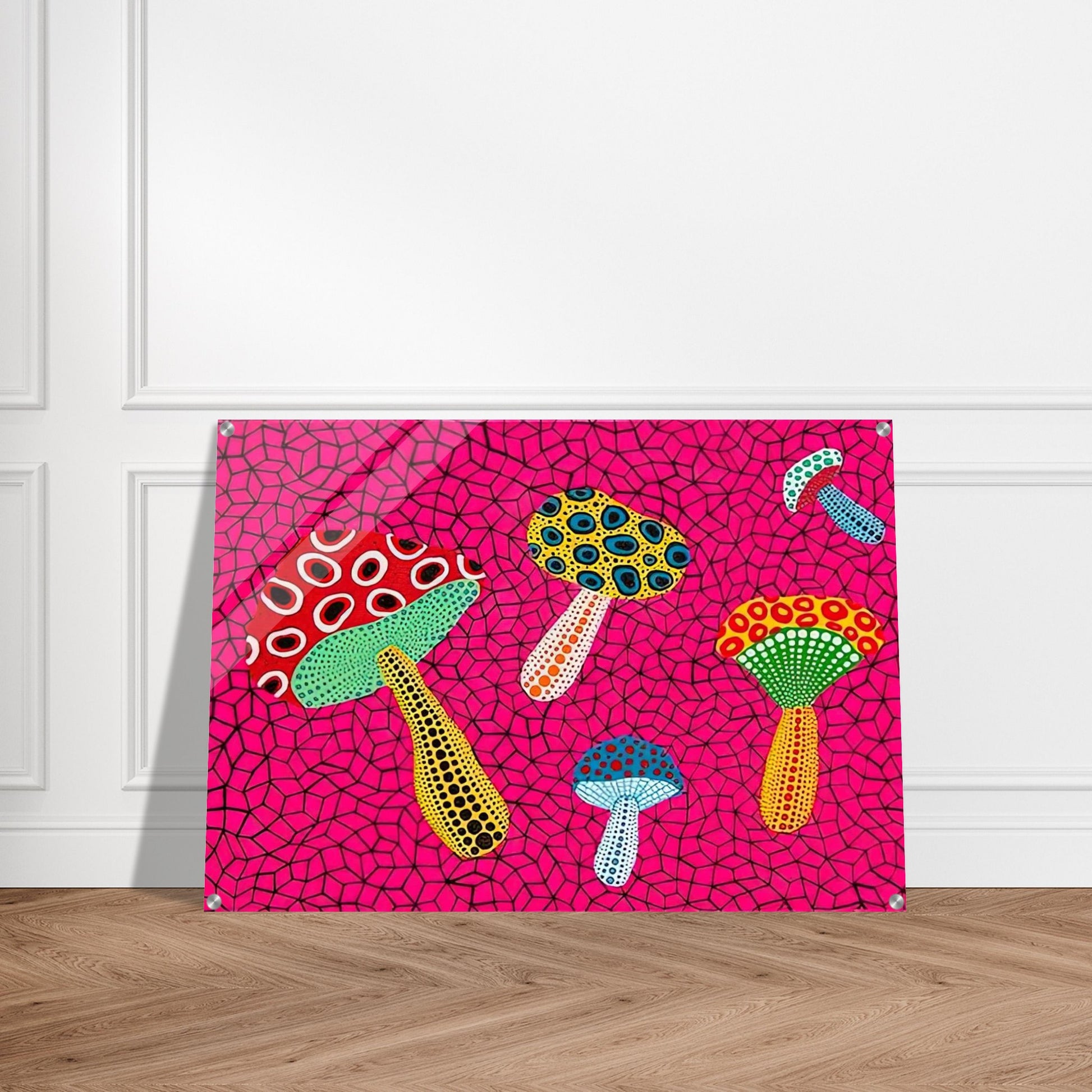MUSHROOMS 1995 - Yayoi Kusama Acrylic Print - 70x100 cm / 28x40″ inches