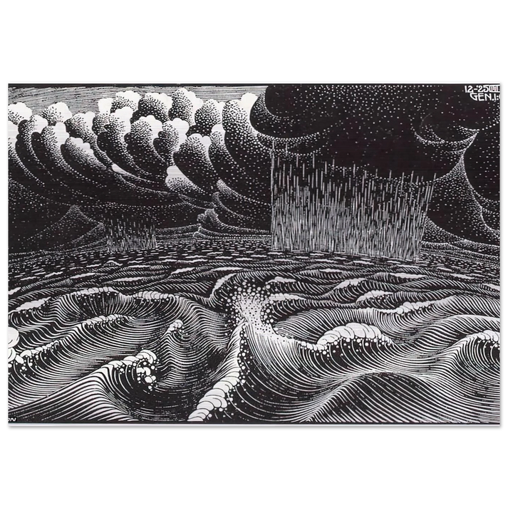 THE 2ND DAY OF THE CREATION - MC Escher Brushed Aluminum Print - 70x100 cm / 28x40 inches | MC Escher Aluminum Print | MC Escher Prints