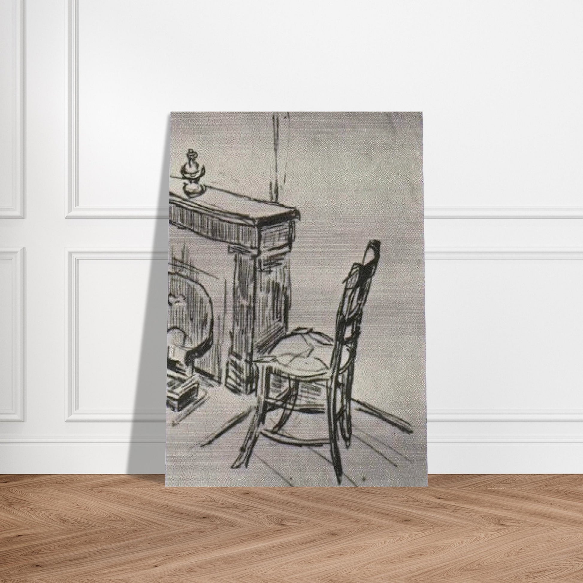Chair near the Stove - Vincent van Gogh Brushed Aluminum Print - 70x100 cm / 28x40 inches | Vincent van Gogh Aluminum Print | Vincent van Gogh Prints