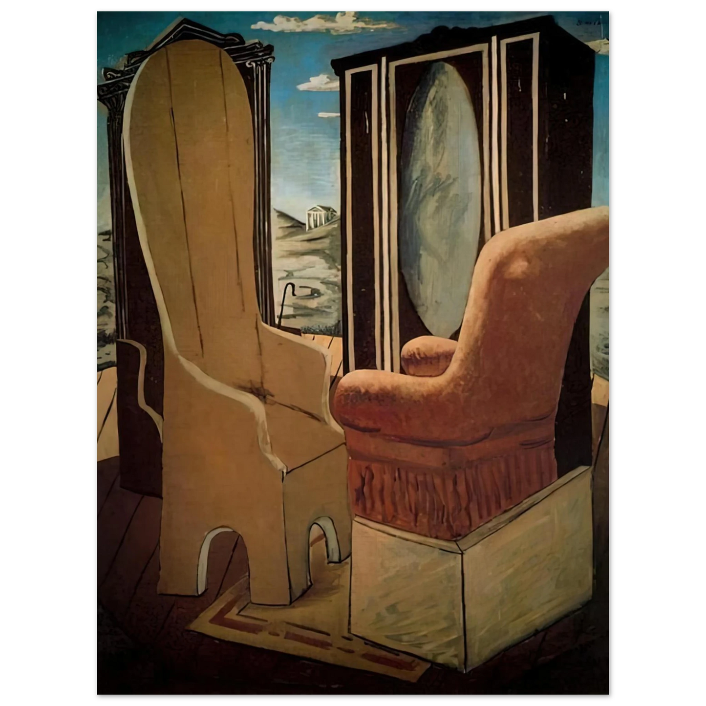 Giorgio de Chirico - FURNITURE IN THE VALLEY  75x100 cm / 30x40inches Fine Art Poster