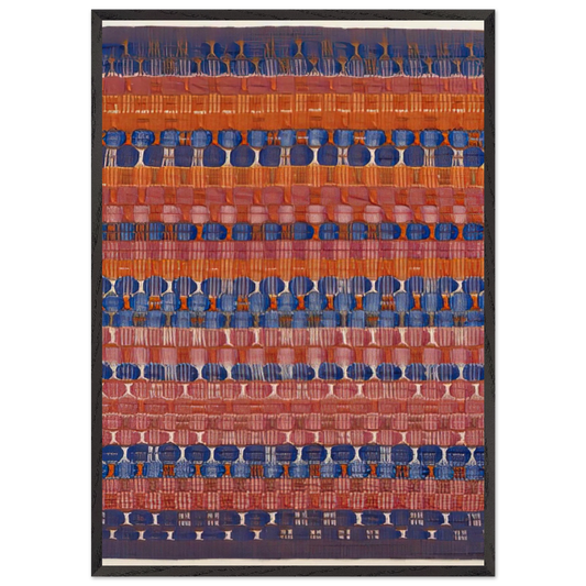 RED AND BLUE LAYERS 1954 - Anni Albers 70x100 cm / 28x40 inches Framed Art Print – Black Wooden Frame