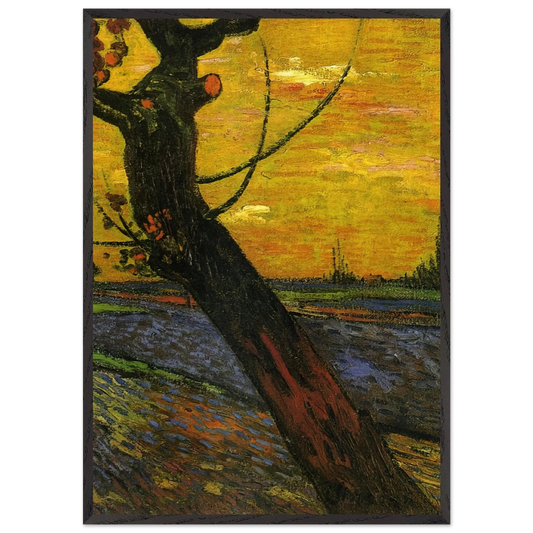 Sower with Setting Sun - Vincent van Gogh 70x100 cm / 28x40 inches Framed Art Print – Black Wooden Frame
