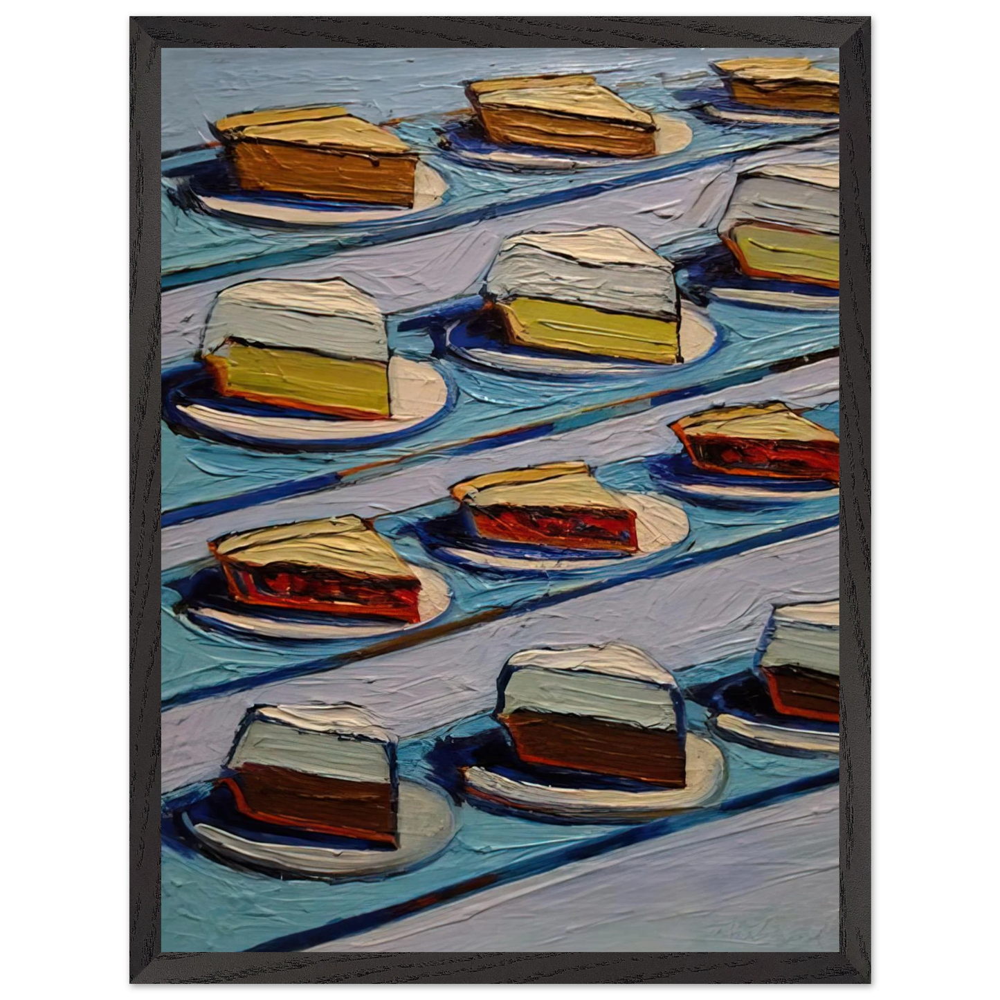 Wayne Thiebaud - Refrigerator Pies - 1962 Wall Art - 60x80 cm / 24x32 inches - Premium Wooden Framed Poster With Fine Art Paper-canvas - Black frame