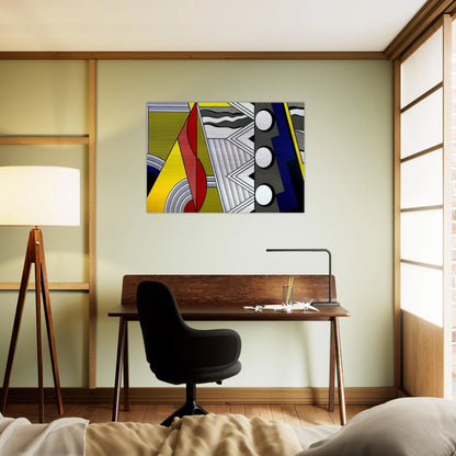 MODERN PAINTING WITH CLEF 1967 - Roy Lichtenstein Brushed Aluminum Print - 70x100 cm / 28x40 inches | Roy Lichtenstein Aluminum Print | Roy Lichtenstein Prints