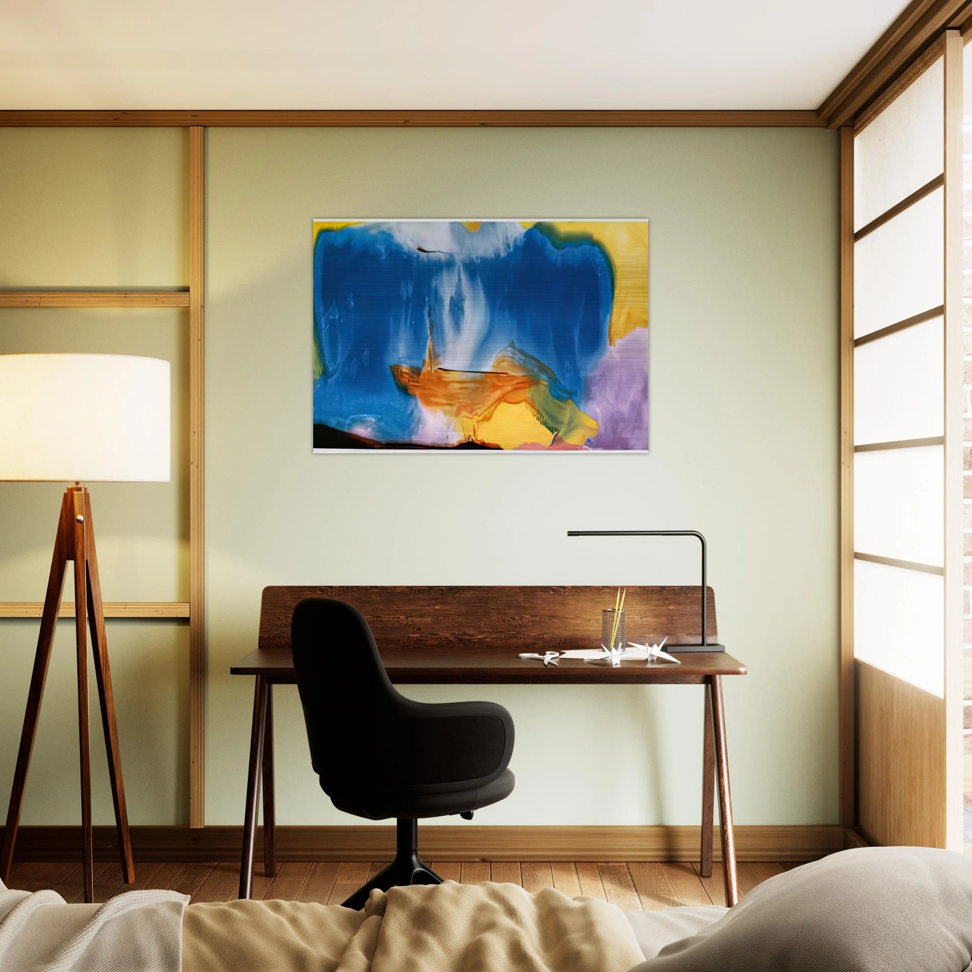 Moveable Blue, 1973- - Helen Frankenthaler Brushed Aluminum Print - 70x100 cm / 28x40 inches | Helen Frankenthaler Aluminum Print | Helen Frankenthaler Prints