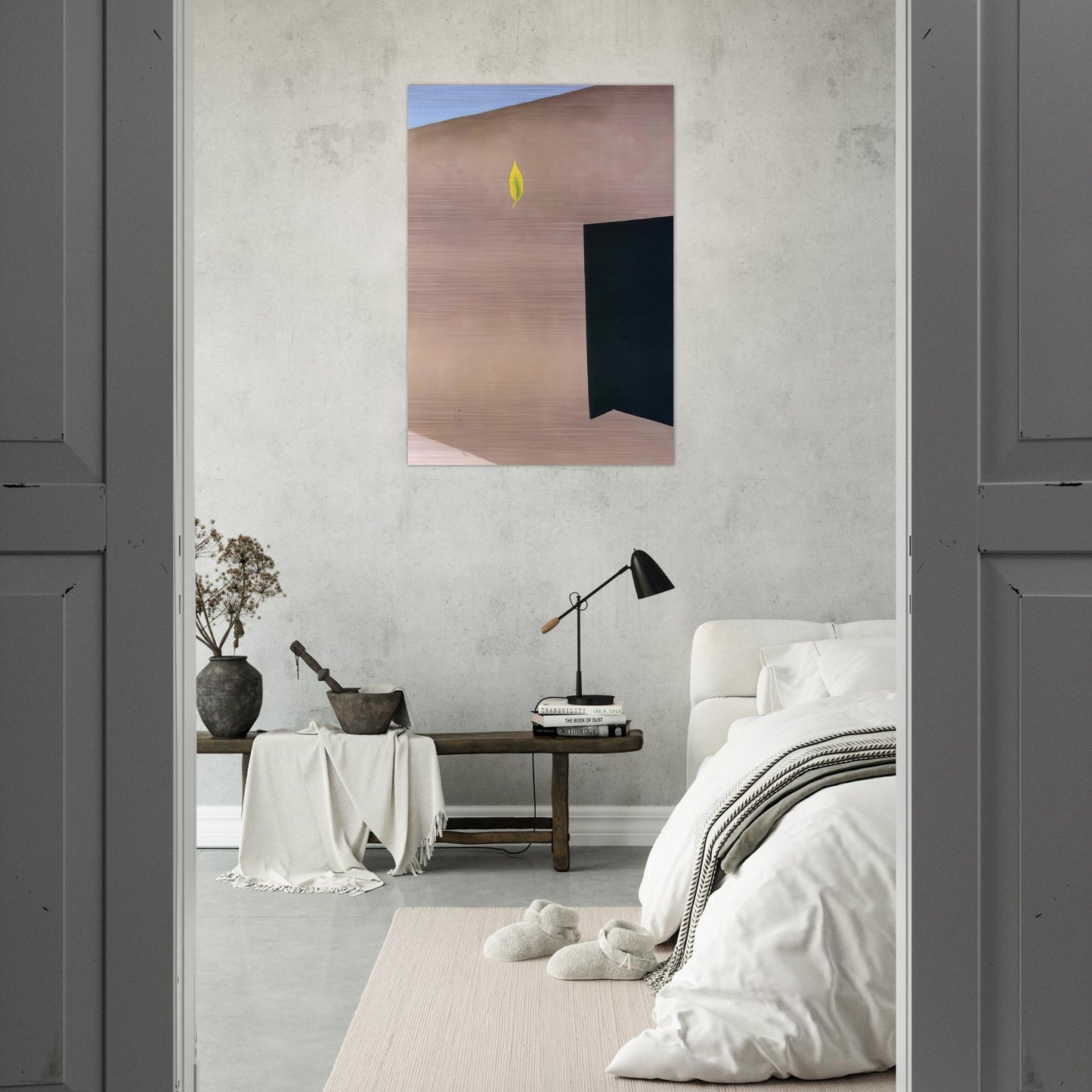 Patio Door with Green Leaf - Georgia O'Keeffe Brushed Aluminum Print - 70x100 cm / 28x40 inches | Georgia O'Keeffe Aluminum Print | Georgia O'Keeffe Prints