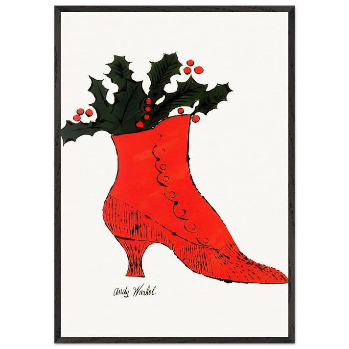 Untitled  red Boot Wit Holly  - Andy Warhol 70x100 cm / 28x40 inches Framed Art Print – Black Wooden Frame