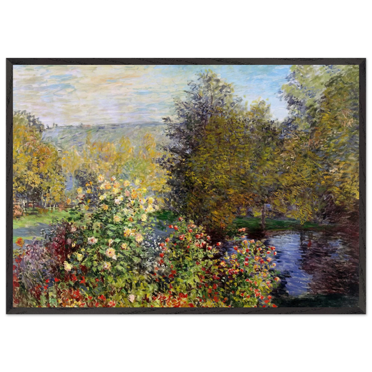 A Corner of the Garden at Montgeron - claude monet 70x100 cm / 28x40 inches Framed Art Print – Black Wooden Frame