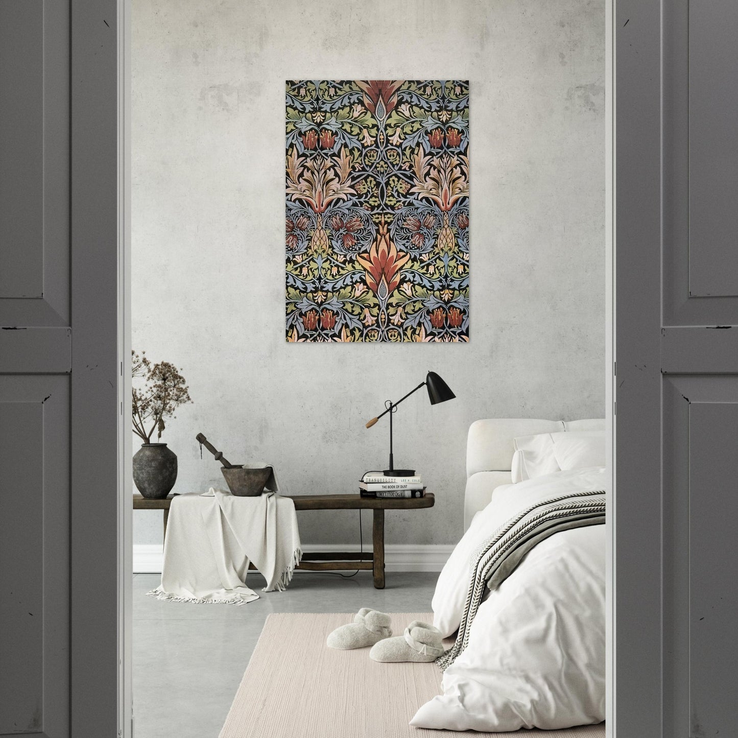 SNAKESHEAD PRINTED TEXTILE 1876 - William Morris Brushed Aluminum Print - 70x100 cm / 28x40 inches | William Morris Aluminum Print | William Morris Prints