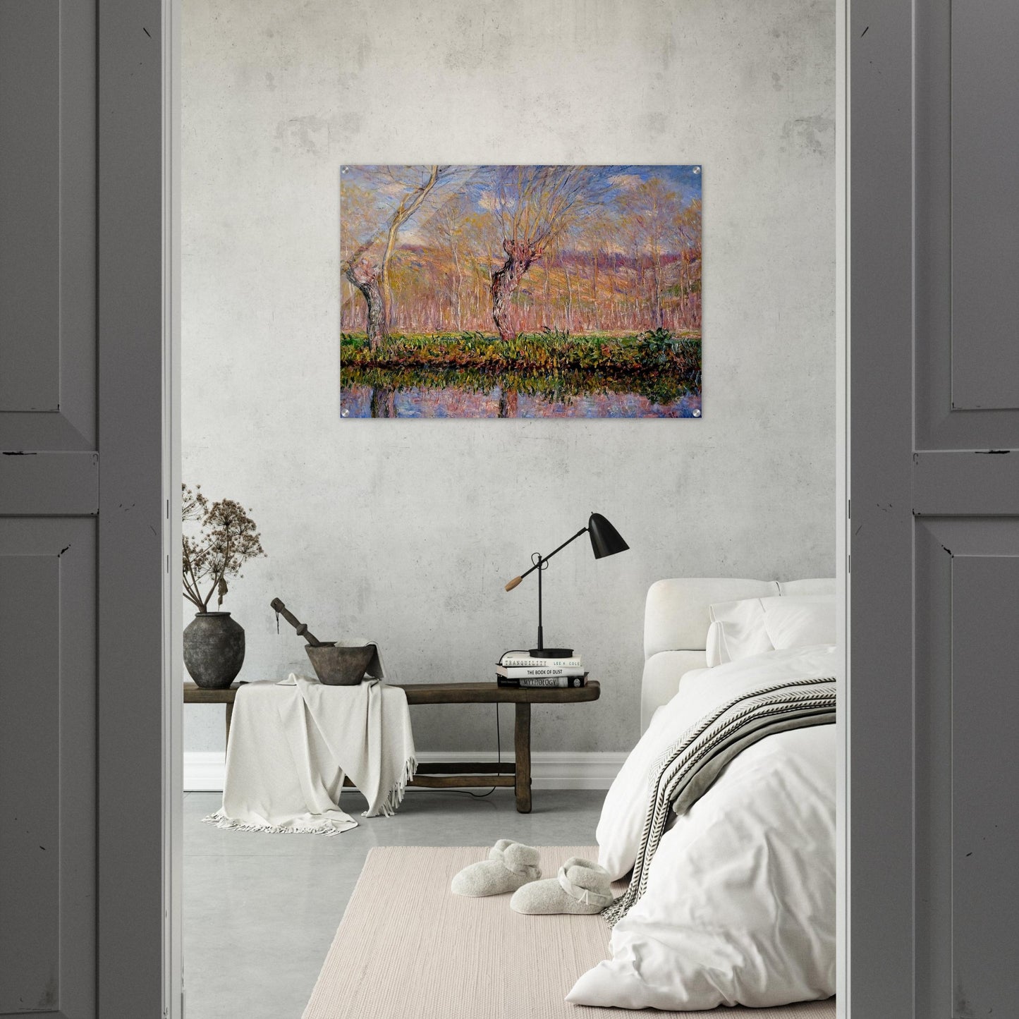 The Banks of the River Epte in Springtime - claude monet Acrylic Print - 70x100 cm / 28x40″ inches | claude monet Wall Art | claude monet Prints