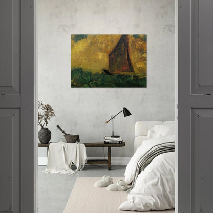 THE MYSTERIOUS BOAT - Odilon Redon Brushed Aluminum Print - 70x100 cm / 28x40 inches | Odilon Redon Aluminum Print | Odilon Redon Prints