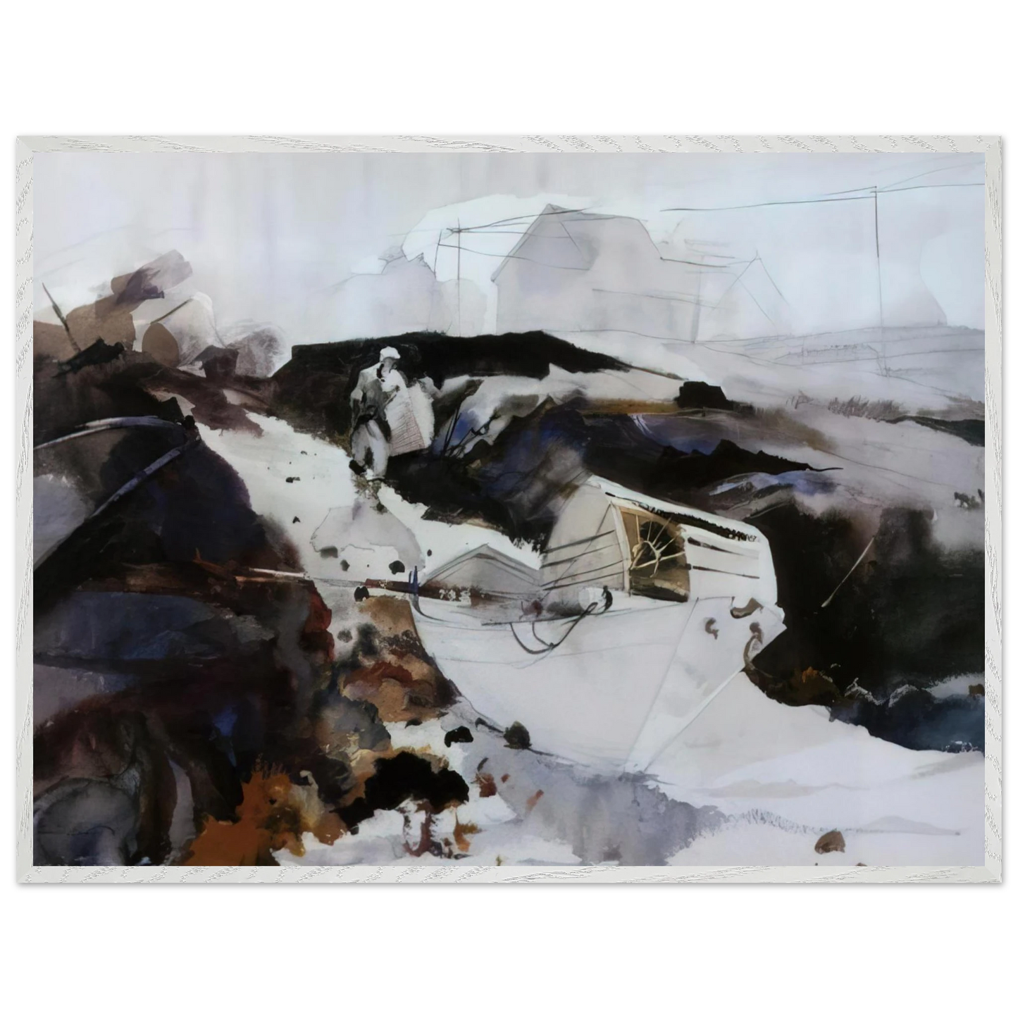 Andrew Wyeth - THE WHITE DORY 1941 Wall Art - 21x29.7 cm / 8x12" - Premium Wooden Framed Poster With Fine Art Paper-canvas - Wood frame