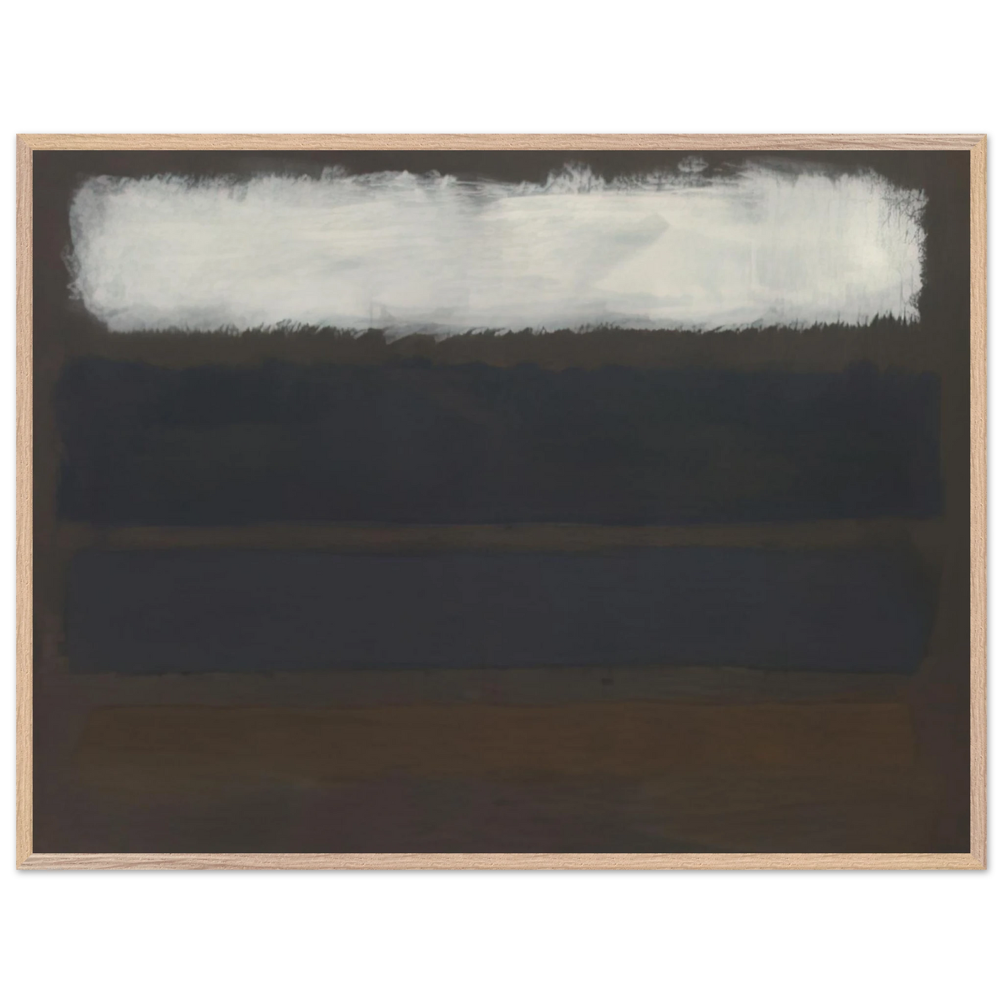 Mark Rothko - No. 14 Horizontals, White over Darks - 1961 Wall Art - 21x29.7 cm / 8x12" - Premium Wooden Framed Poster With Fine Art Paper - Black frame