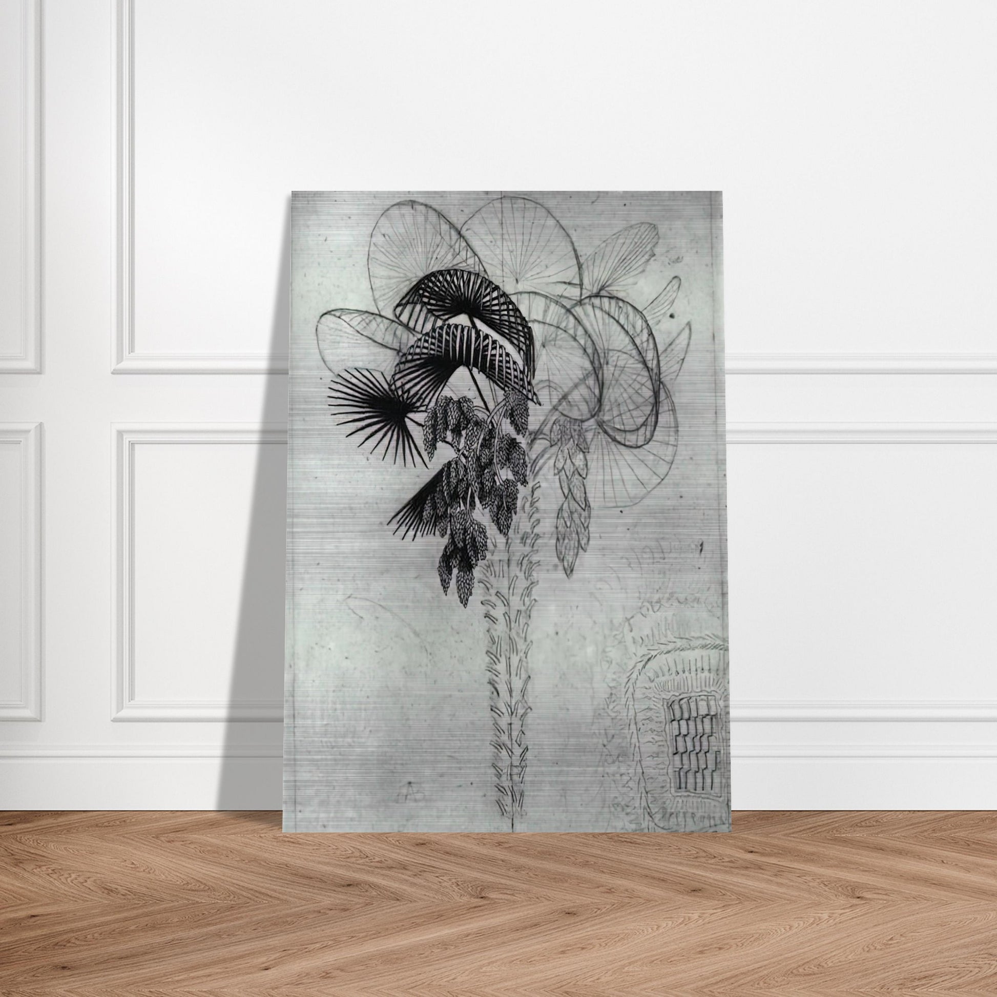 PALM TREE SKETCH - MC Escher Brushed Aluminum Print - 70x100 cm / 28x40 inches | MC Escher Aluminum Print | MC Escher Prints