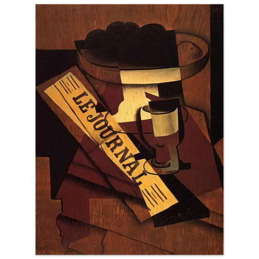 Juan Gris - FRUIT DISH GLASS AND NEWSPAPER 1916  75x100 cm / 30x40inches Fine Art Poster