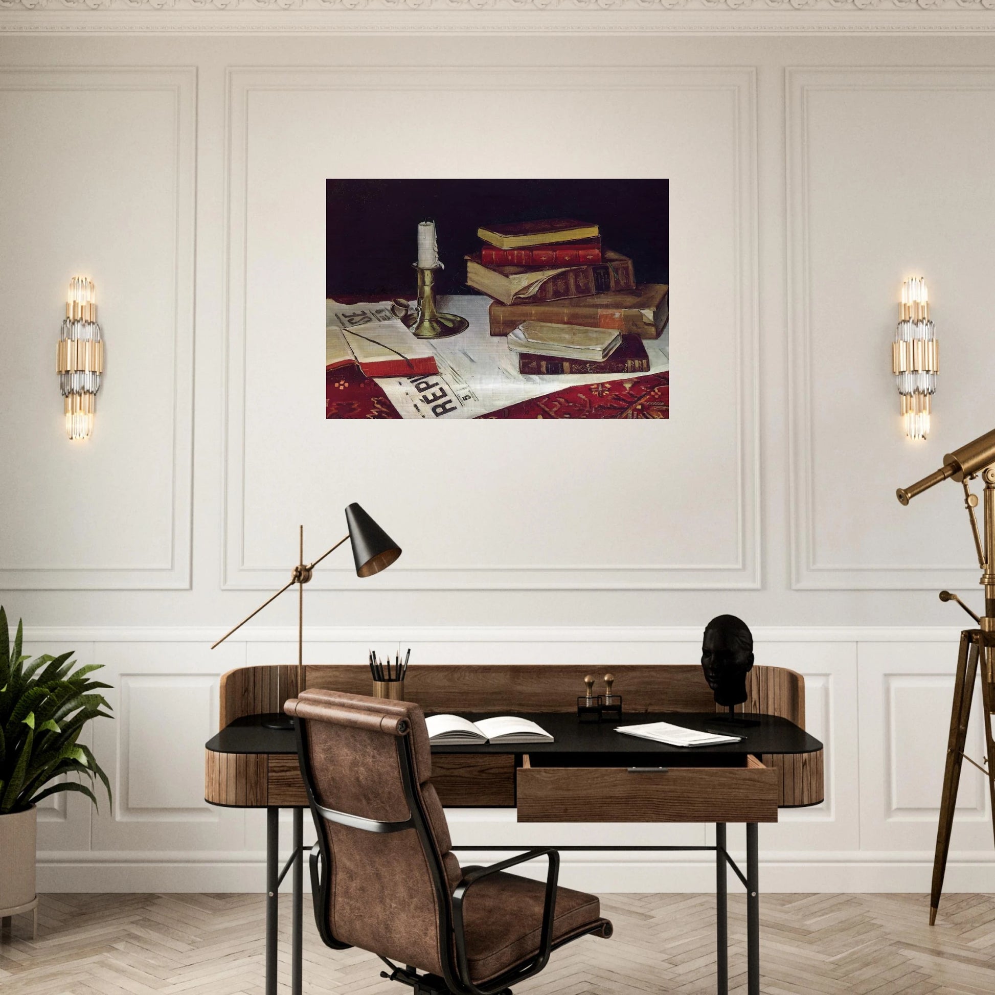 STILL LIFE WITH BOOKS AND CANDLE 1890 - Henri Matisse Brushed Aluminum Print - 70x100 cm / 28x40 inches | Henri Matisse Aluminum Print | Henri Matisse Prints