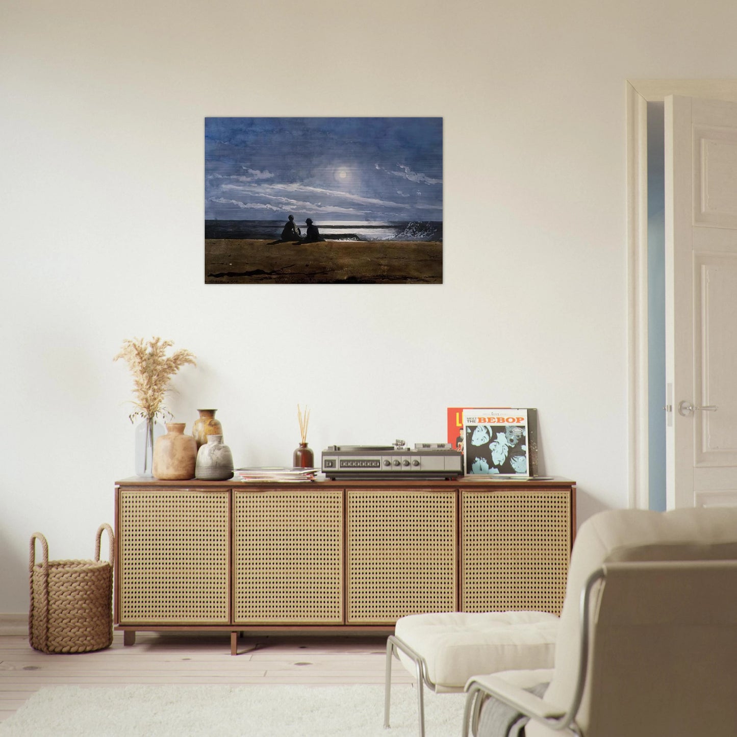 MOONLIGHT - Winslow Homer Brushed Aluminum Print - 70x100 cm / 28x40 inches | Winslow Homer Aluminum Print | Winslow Homer Prints