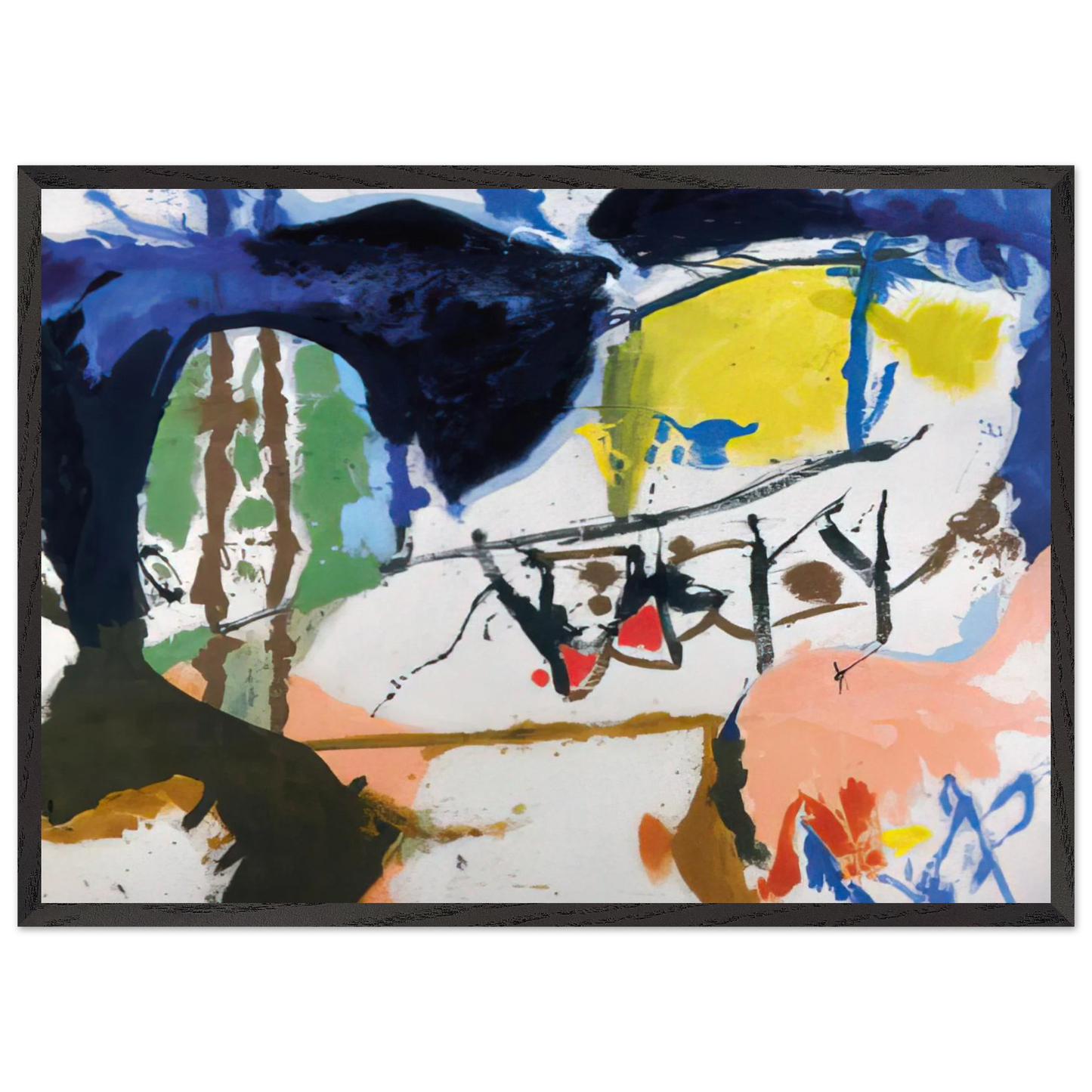 Helen Frankenthaler - Acres - 1959 Wall art - 21x29.7 cm / 8x12" - Premium Wooden Framed Poster With Fine Art Paper-canvas - White frame