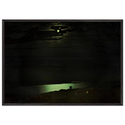Moonlight Night on the Dnieper - Arkhyp Kuindzhi 70x100 cm / 28x40 inches Framed Art Print – Black Wooden Frame