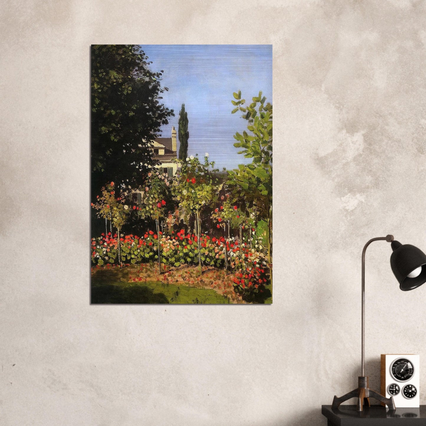 Garden in Bloom at Sainte-Addresse - claude monet Brushed Aluminum Print - 70x100 cm / 28x40 inches | claude monet Aluminum Print | claude monet Prints
