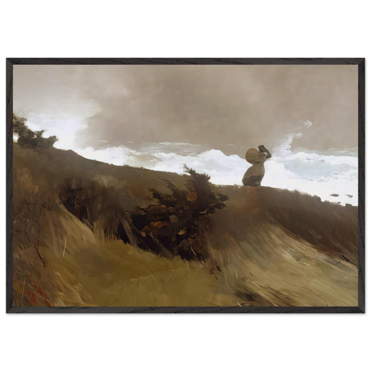 THE WEST WIND - Winslow Homer 70x100 cm / 28x40 inches Framed Art Print – Black Wooden Frame