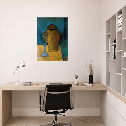 Pot, Glass and Book - 1908 - Pablo Picasso Brushed Aluminum Print - 70x100 cm / 28x40 inches | Pablo Picasso Aluminum Print | Pablo Picasso Prints