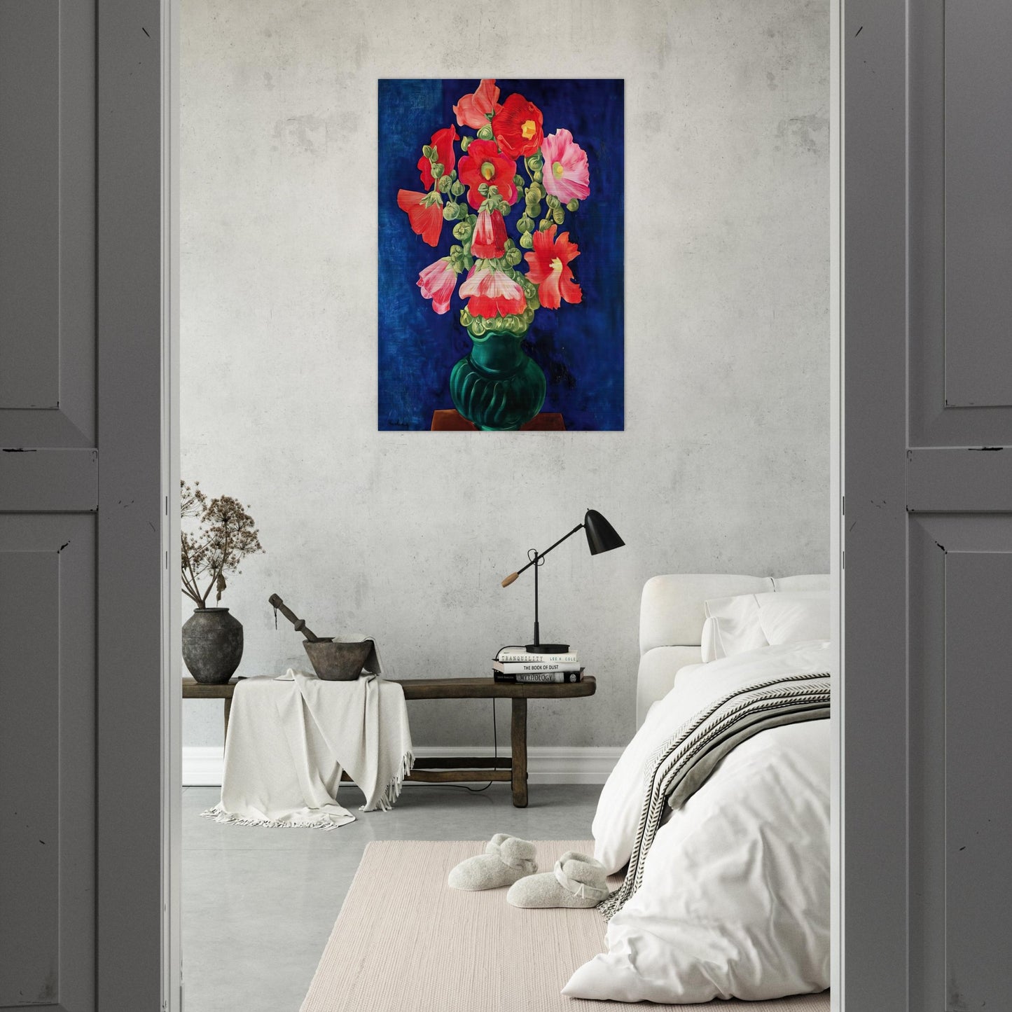 HOLLYHOCKS 1939 - Moise Kisling Brushed Aluminum Print - 70x100 cm / 28x40 inches | Moise Kisling Aluminum Print | Moise Kisling Prints