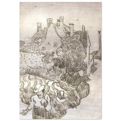 A House at Auvers - Vincent van Gogh Brushed Aluminum Print - 70x100 cm / 28x40 inches | Vincent van Gogh Aluminum Print | Vincent van Gogh Prints