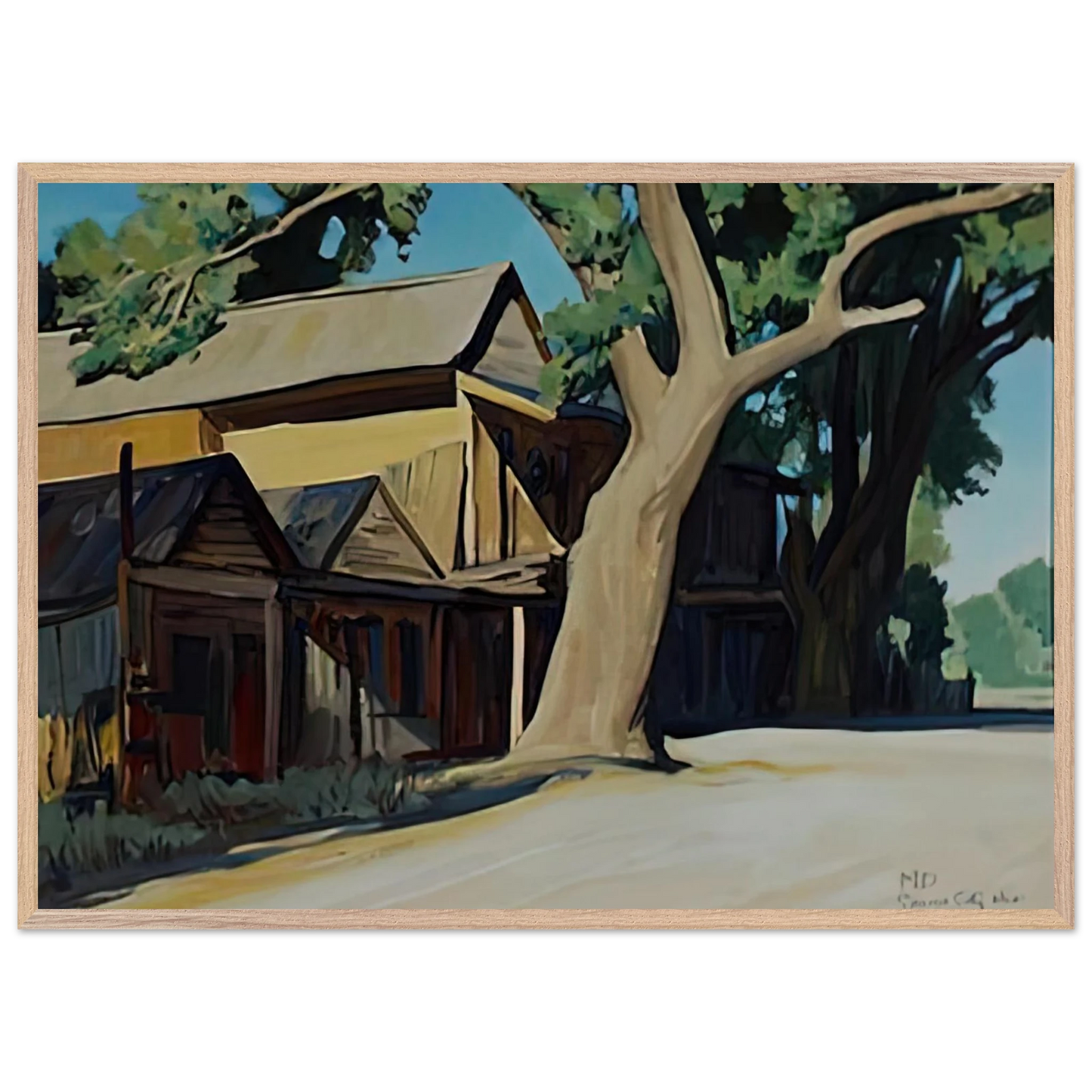 Maynard Dixon - OLD CHINATOWN CARSON CITY NEVADA 1937 Wall art - 13x18 cm / 5x7 inches - Premium Wooden Framed Poster With Fine Art Paper-canvas - White frame