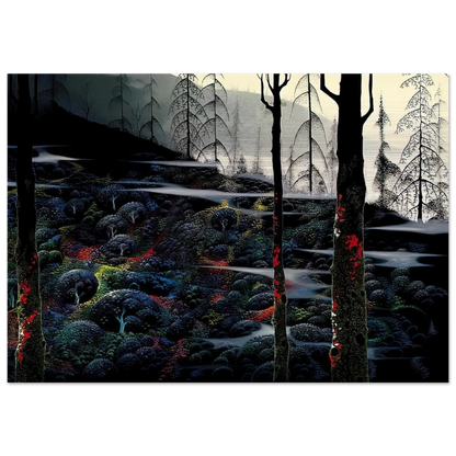 Dawn's First Light - Eyvind Earle Brushed Aluminum Print - 70x100 cm / 28x40 inches | Eyvind Earle Aluminum Print | Eyvind Earle Prints