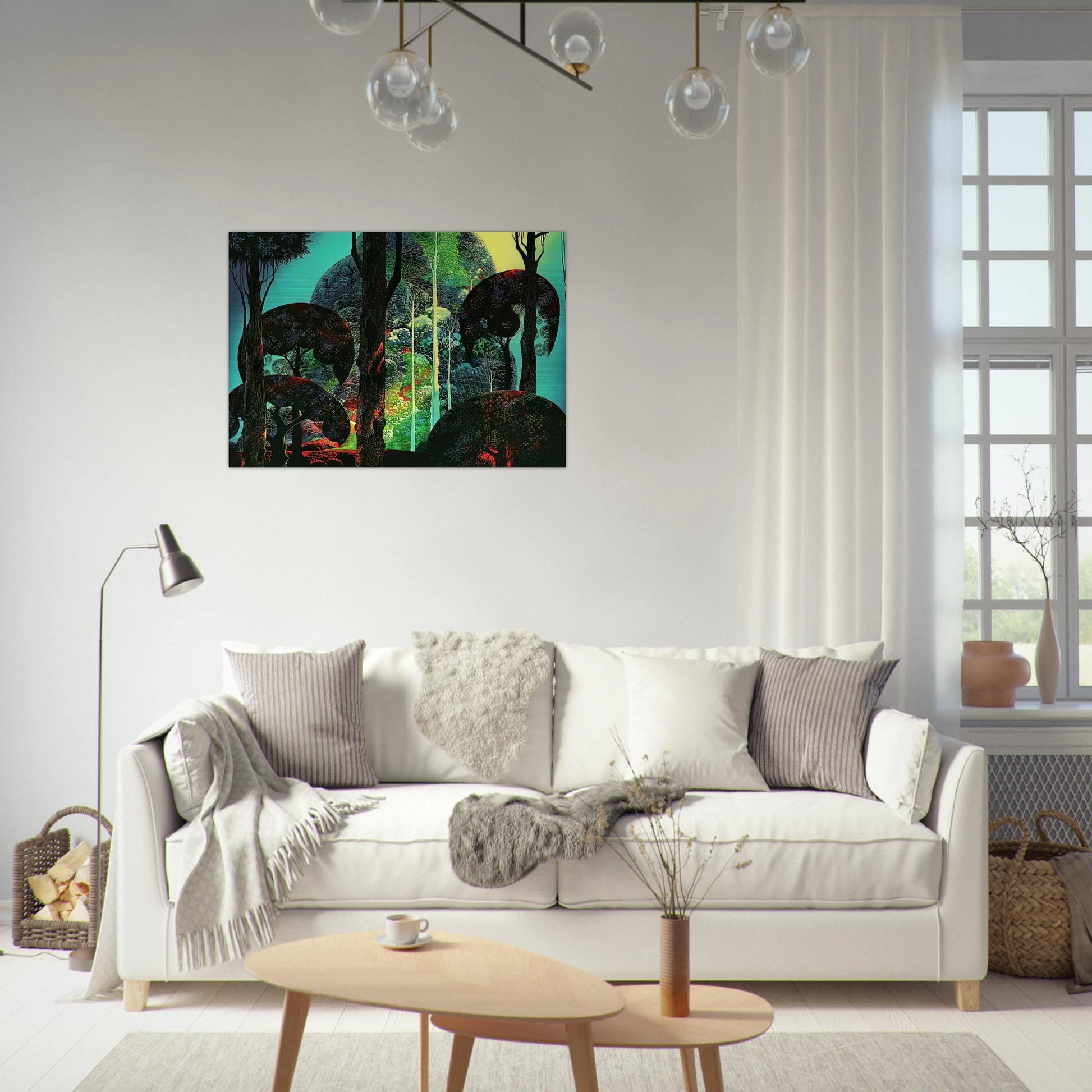 Fired by Sun - Eyvind Earle Brushed Aluminum Print - 70x100 cm / 28x40 inches | Eyvind Earle Aluminum Print | Eyvind Earle Prints