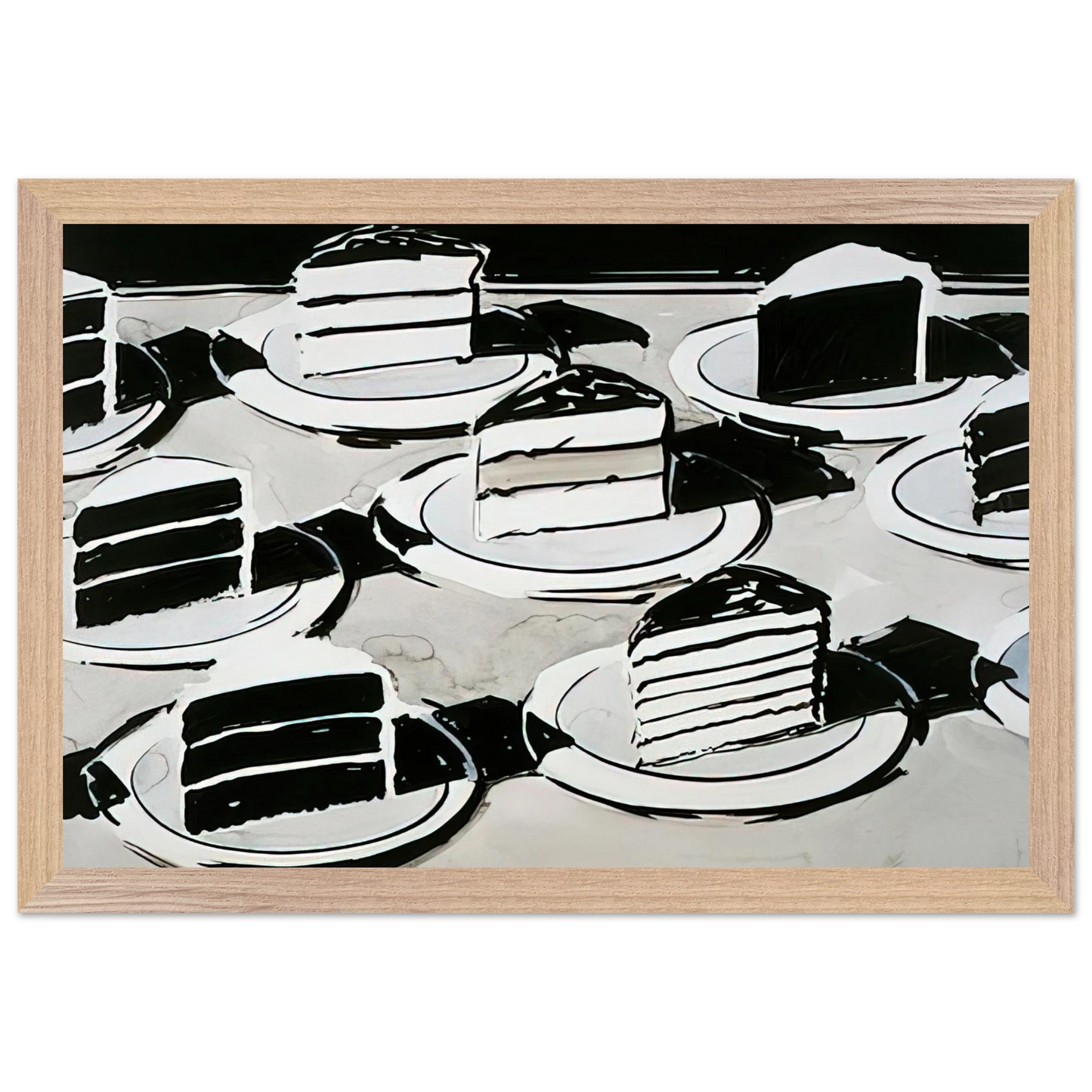Wayne Thiebaud - Cake Slices - 1963 Wall Art - 60x80 cm / 24x32 inches - Premium Wooden Framed Poster With Fine Art Paper - White frame