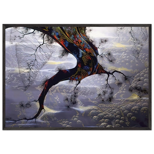 Pine Branch - Eyvind Earle 70x100 cm / 28x40 inches Framed Art Print – Black Wooden Frame
