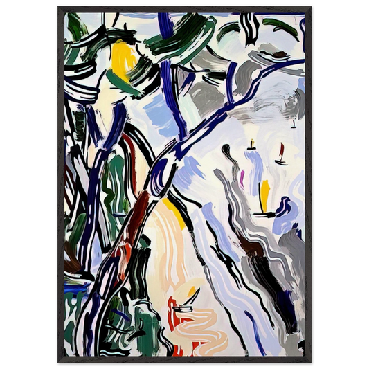 SAILBOATS 1985 - Roy Lichtenstein 70x100 cm / 28x40 inches Framed Art Print – Black Wooden Frame