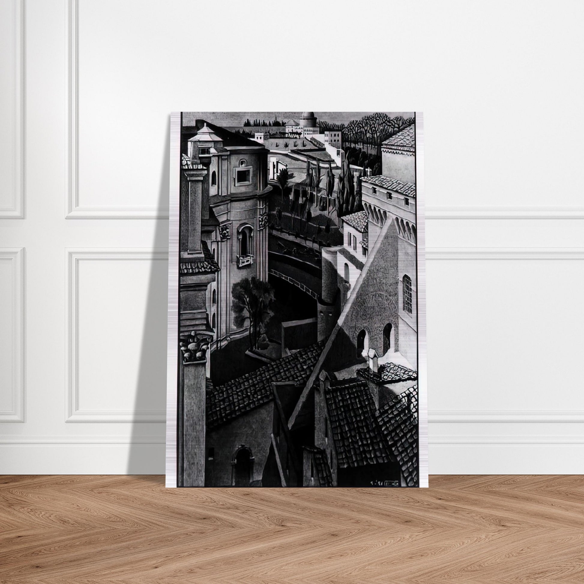 BERWEEN ST PETER AND SISTINE CHAPEL MARCH 1936 1936 - MC Escher Brushed Aluminum Print - 70x100 cm / 28x40 inches | MC Escher Aluminum Print | MC Escher Prints