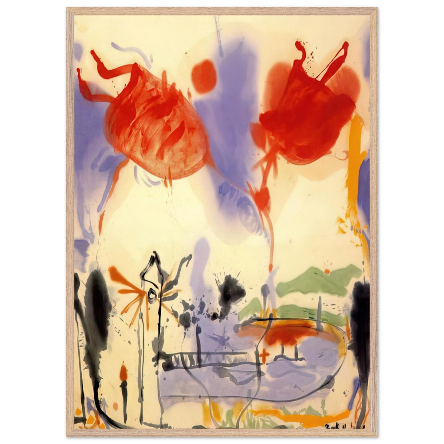 Helen Frankenthaler - Round Trip - 1957 Wall art - 27x35 cm / 11x14 inches - Premium Wooden Framed Poster With Fine Art Paper-canvas - White frame