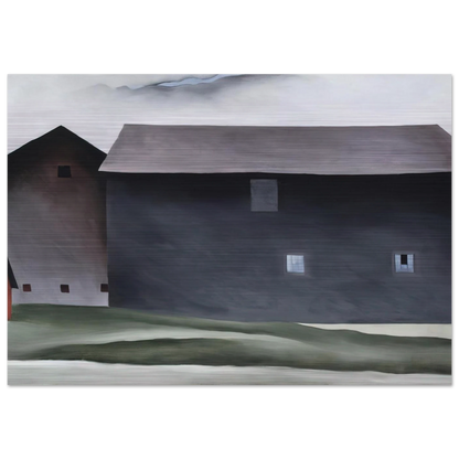 Lake George Barns - Georgia O'Keeffe Brushed Aluminum Print - 70x100 cm / 28x40 inches | Georgia O'Keeffe Aluminum Print | Georgia O'Keeffe Prints