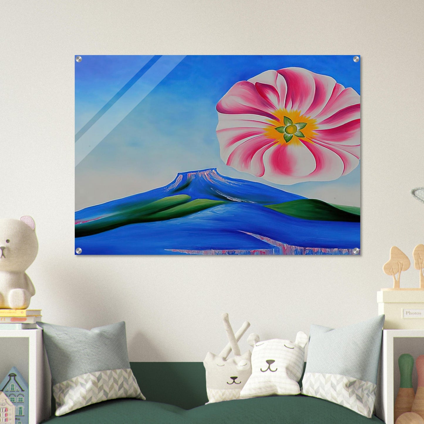 Hollyhock Pink with Pedernal - Georgia O'Keeffe Acrylic Print - 70x100 cm / 28x40″ inches