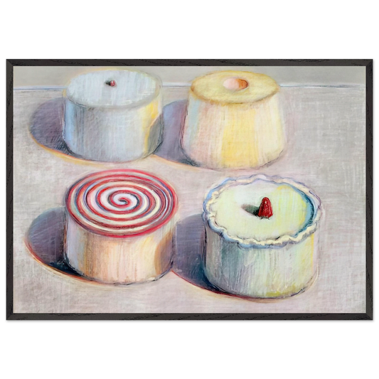 Four Cakes - 1996 - Wayne Thiebaud 70x100 cm / 28x40 inches Framed Art Print – Black Wooden Frame