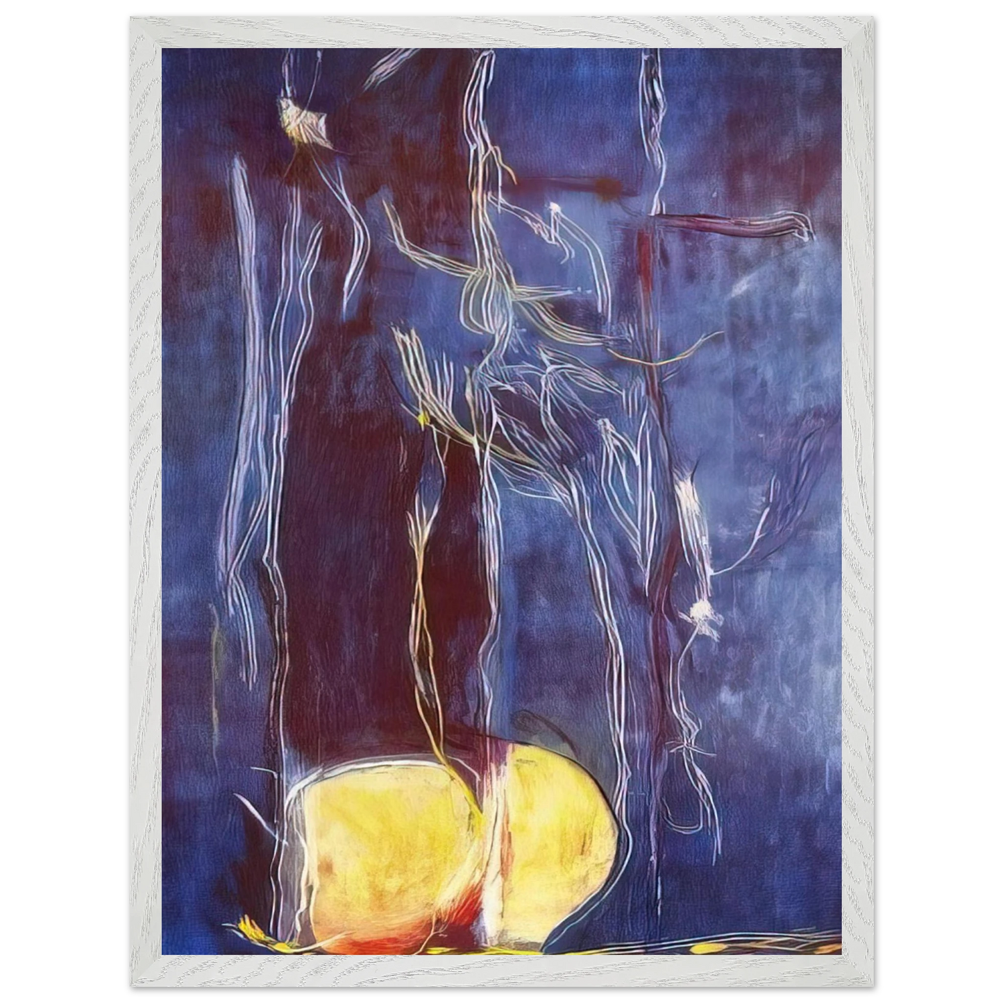 Helen Frankenthaler - All About Blue - 1994 Wall art - 21x29.7 cm / 8x12" - Premium Wooden Framed Poster With Fine Art Paper-canvas - Black frame