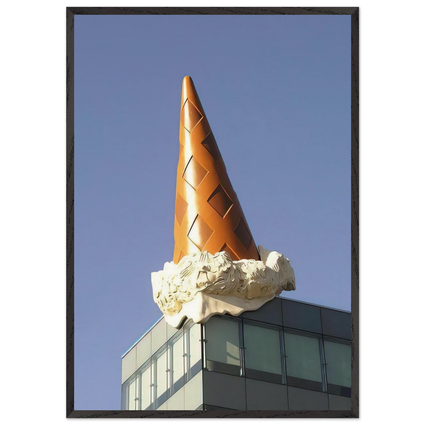 DROPPED CONE COLLABORATION WITH VAN BRUGGEN 2001 - Claes Oldenburg 70x100 cm / 28x40 inches Framed Art Print – Black Wooden Frame